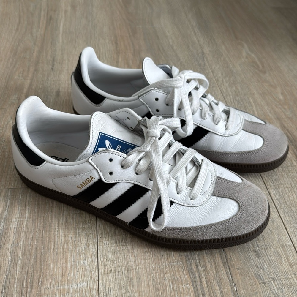 Black and white Adidas Sambas